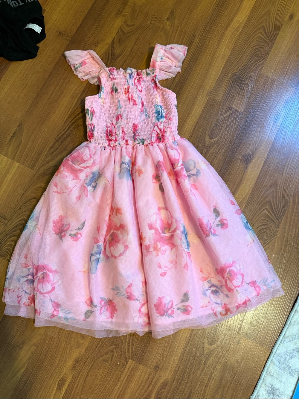 George Pink Floral Smocked Tulle Party Dress